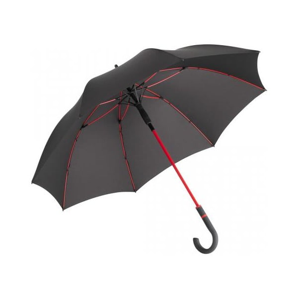 Črn vetrovni dežnik z rdečimi detajli Ambiance Fare Proof, ⌀ 112 cm