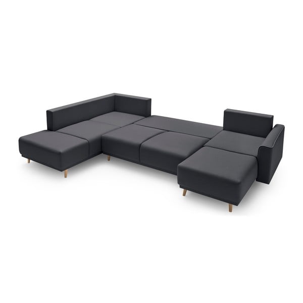 Temno siva raztegljiva sedežna garnitura v obliki črke U Bobochic Paris Panoramique XXL Mola, desni kot-image-4