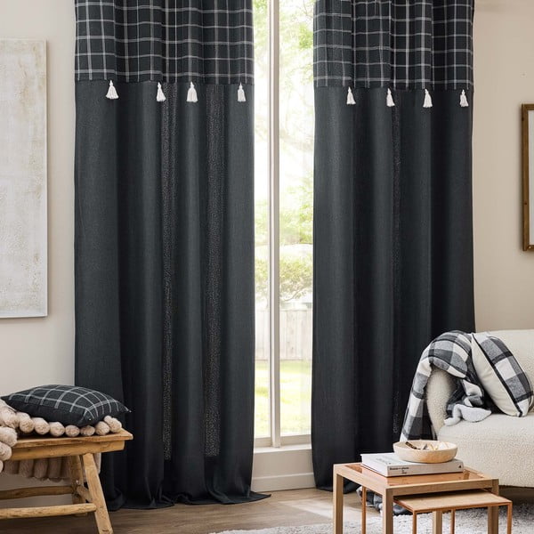 Antracitno siva zavesa iz mešanice bombaža 140x240 cm Everest – douceur d'intérieur-image-3