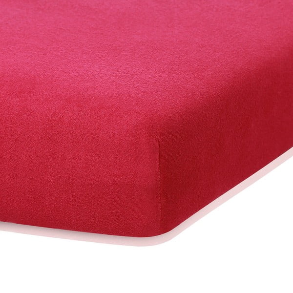 AmeliaHome Rubinasto bordo rdeča elastična rjuha z visoko vsebnostjo bombaža, 160/180 x 200 cm