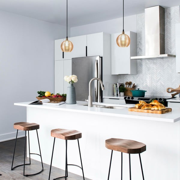 Oker rumena/zlata viseča svetilka s steklenim senčilom ø 15 cm Muzo – Opviq lights-image-1