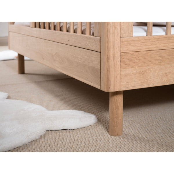 Otroška posteljica iz masivnega hrasta 70x140 cm v naravni barvi Forrest – Vipack-image-3