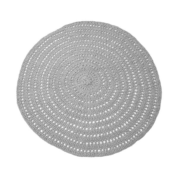 Siva okrogla bombažna preproga LABEL51 Knitted, ⌀ 150 cm