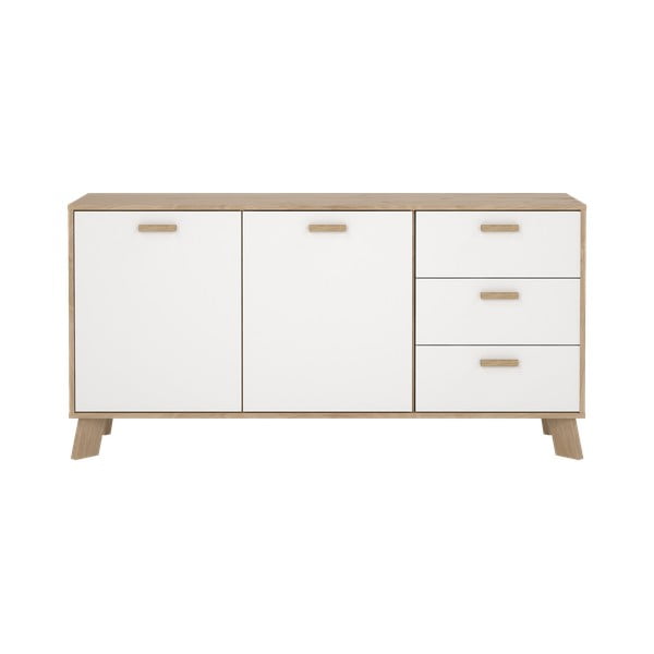 Bela komoda v hrastovem dekorju 147x73x39 cm Ikast – Tvilum
