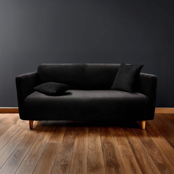 Črna raztegljiva prevleka za sedežno garnituro za trosed Sacha – douceur d'intérieur