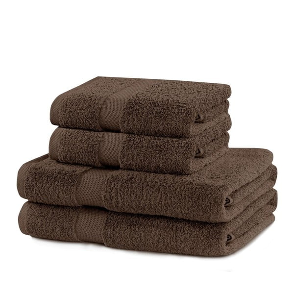 Rjavi frotirni bombažni komplet brisač 4 ks Marina – DecoKing