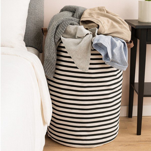 Črno-bel tekstilni koš za perilo 54 l Stripe – Premier Housewares-image-2