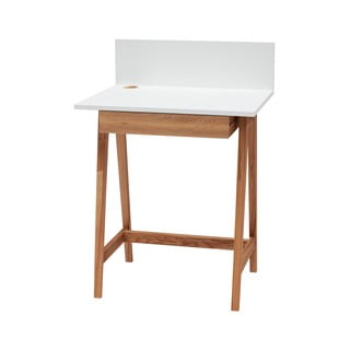 Bela pisalna miza s podnožjem iz jesenovega lesa Ragaba Luka Oak, dolžina 65 cm