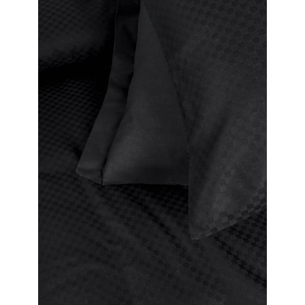 Črna enojna posteljnina iz renforce bombaža 140x200 cm Checkered – Mila Home Luxury-image-3