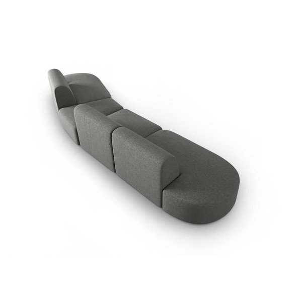 Siva sedežna garnitura iz šenilje desni kot 428 cm Paolo – Milo Casa-image-3