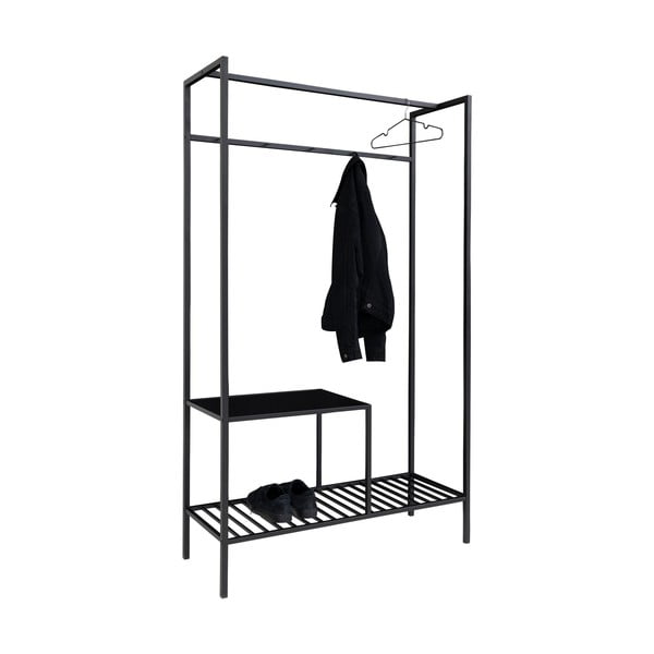 Črn večnamenski garderobni regal z 2 policama House Nordic Vita, 170 x 110 cm-image-2