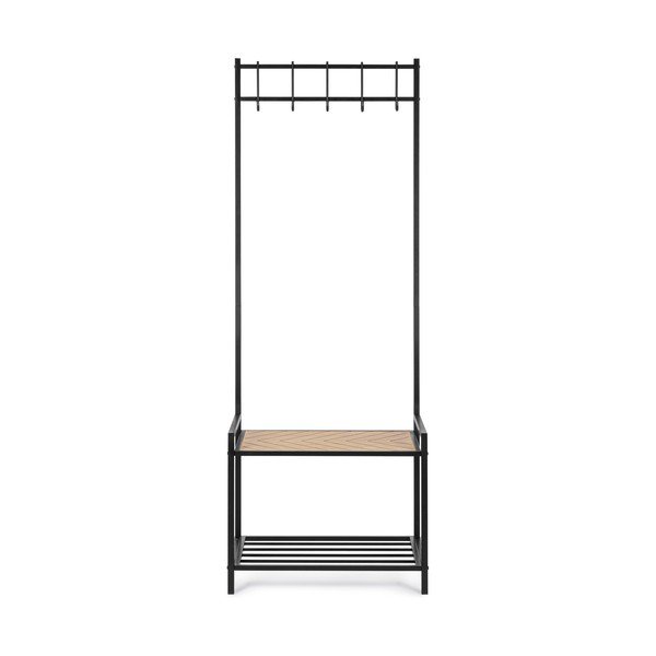 Črn/v naravni barvi kovinski stenski obešalnik s polico 64,5 cm Haldor – Yes Everyday-image-1