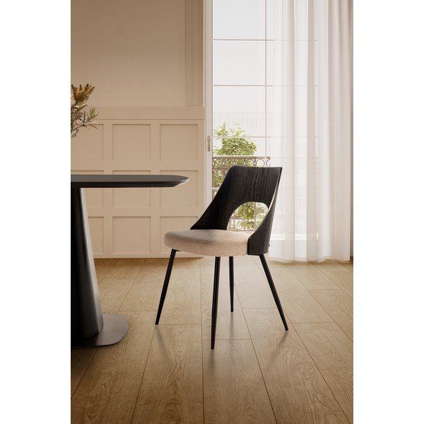 Črni/kremno beli oblazinjeni jedilni stoli v kompletu 2 ks Gilda – MOME-image-1