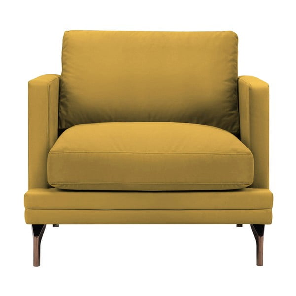 Windsor & Co Zofe Jupiter rumeni fotelj z zlatim naslonom za roke