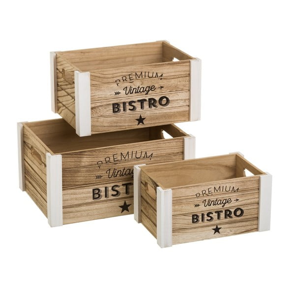 Dekorativne lesene škatle za shranjevanje v kompletu 3 ks – Casa Selección