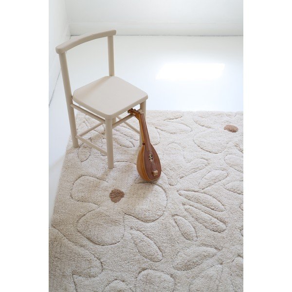 Kremno bela pralna ročno tkana bombažna otroška preproga 120x180 cm Gentle Flora – Nattiot-image-3