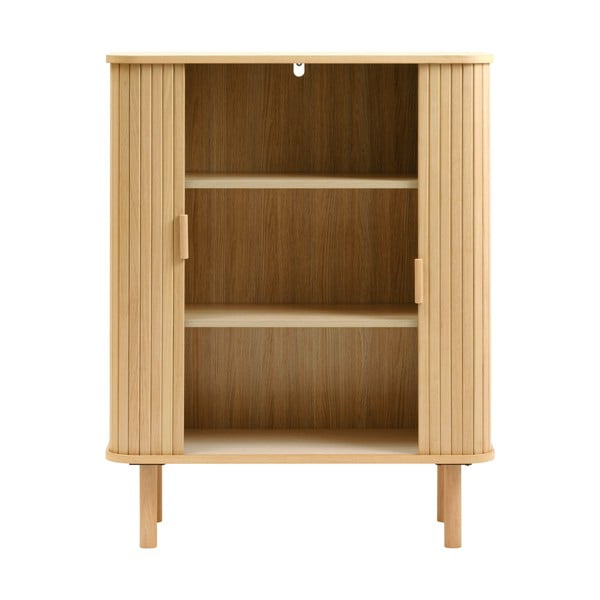 Omarica v hrastovem dekorju z drsnimi vrati v naravni barvi 113x90 cm Cavo – Unique Furniture-image-4