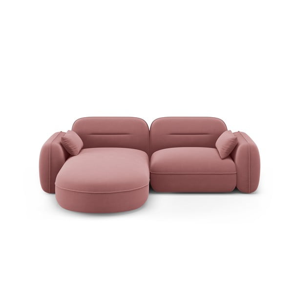 Rožnata žametna kotna sedežna garnitura (levi kot) Audrey – Interieurs 86