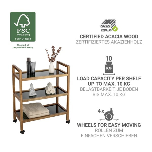 Črna/naravna kopalniška polica iz masivne akacije 65x76,5 cm Fondi – Wenko-image-4