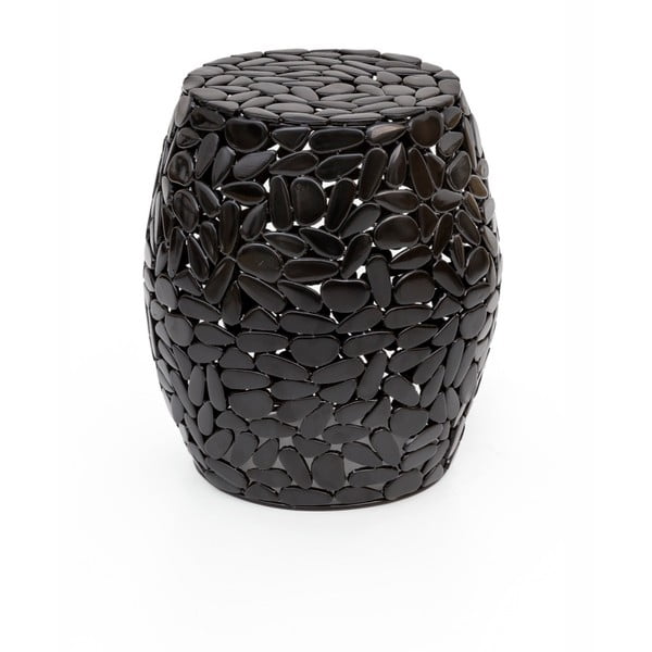 Črna stranska mizica WOOX LIVING Floral, ⌀ 40 cm