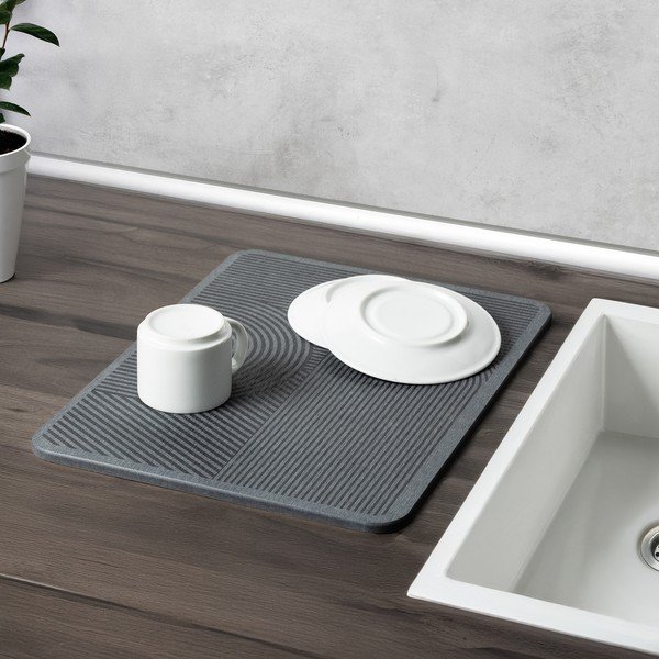 Siva odcejalna podloga iz diatomejske zemlje 40x30 cm Damon – Wenko-image-1