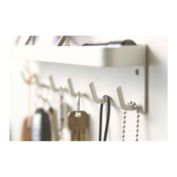 Bel stenski obešalnik za ključe s košarico YAMAZAKI Smart-image-2