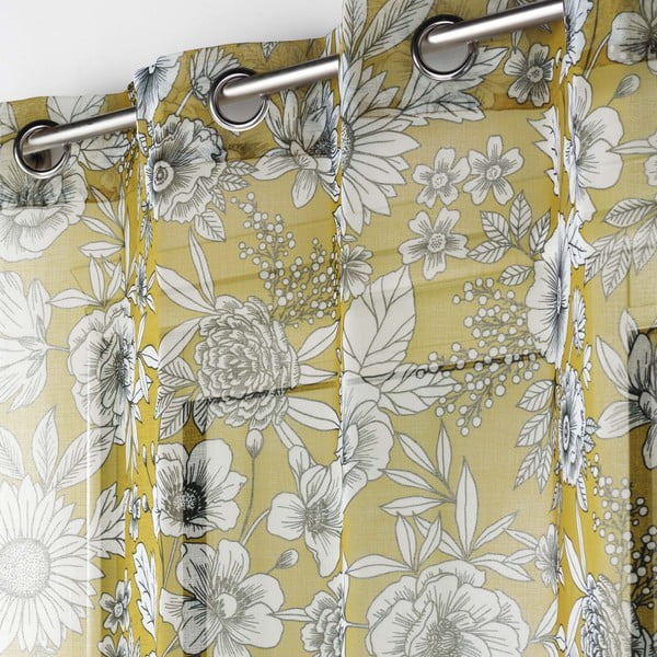 Oker rumena prosojna zavesa iz tančice 140x280 cm Milady – douceur d'intérieur-image-1