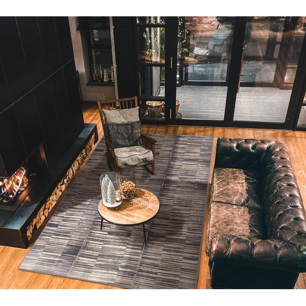 Siva volnena preproga 160x240 cm Grids – Agnella-image-1