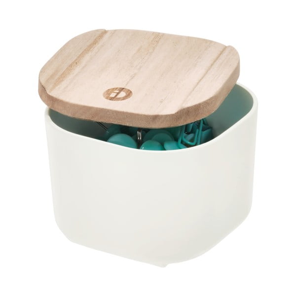 Bela škatla za shranjevanje s pokrovom iz pavlovnije iDesign Eco, 9 x 9 cm-image-1