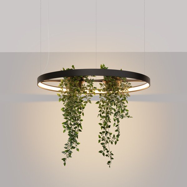 Črna aluminijasta LED viseča svetilka ø 78 cm RIO – Thoro-image-1
