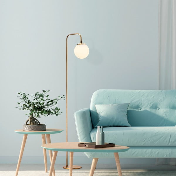 Bela/medeninasta stoječa svetilka s steklenim senčilom (višina 146 cm) Viran – Opviq lights-image-2