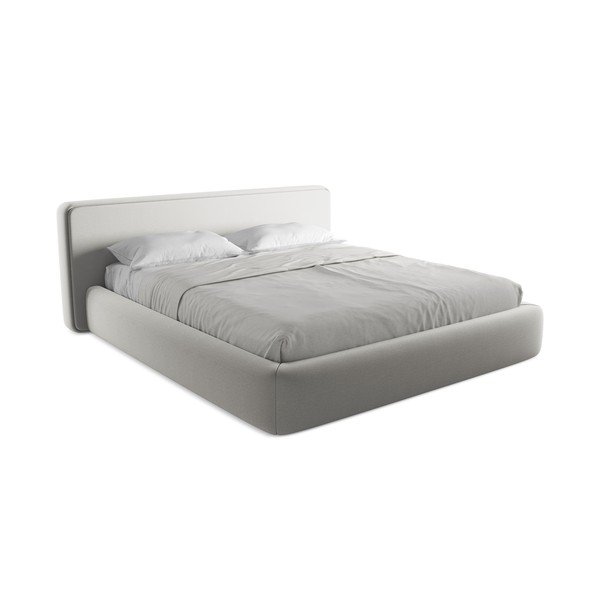 Svetlo siva oblazinjena zakonska postelja s prostorom za shranjevanje z letvenim dnom 180x200 cm Kiana – Makamii-image-2