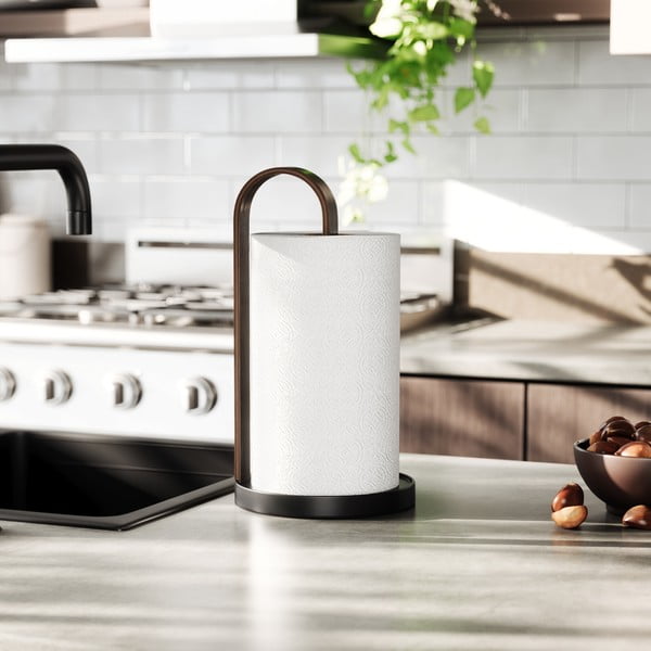 Črno leseno stojalo za papirnate brisače ø 17 cm Bellwood – Umbra-image-2