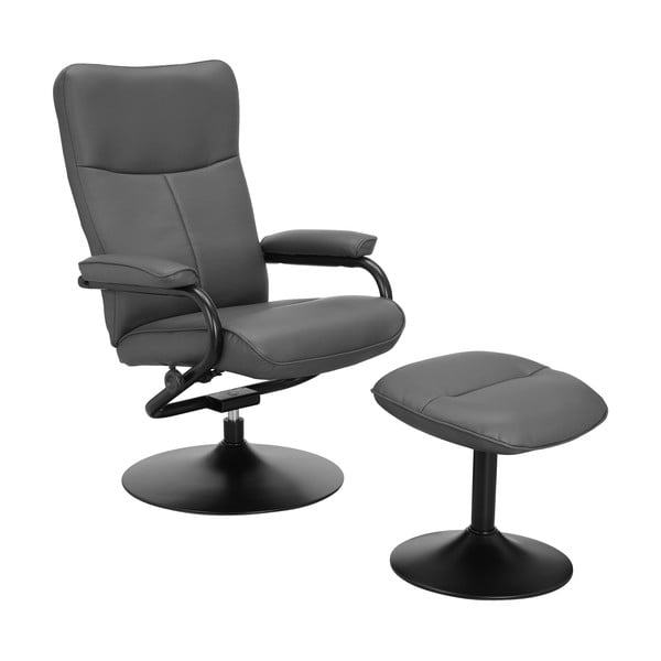 Siv fotelj z naslonjalom za noge za sprostitev iz umetnega usnja Istad – Støraa