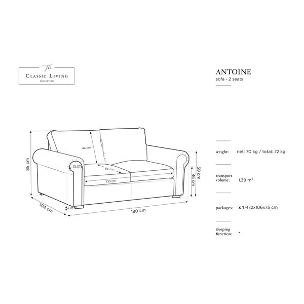 Rjava zofa Windsor & Co Sofas Hermes, 104 cm-image-1