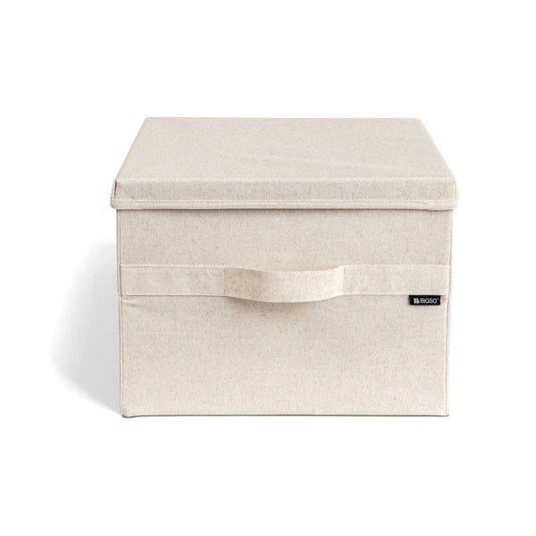 Bež tekstilna škatla za shranjevanje s pokrovom 36x46x25 cm Soft Storage Large – Bigso