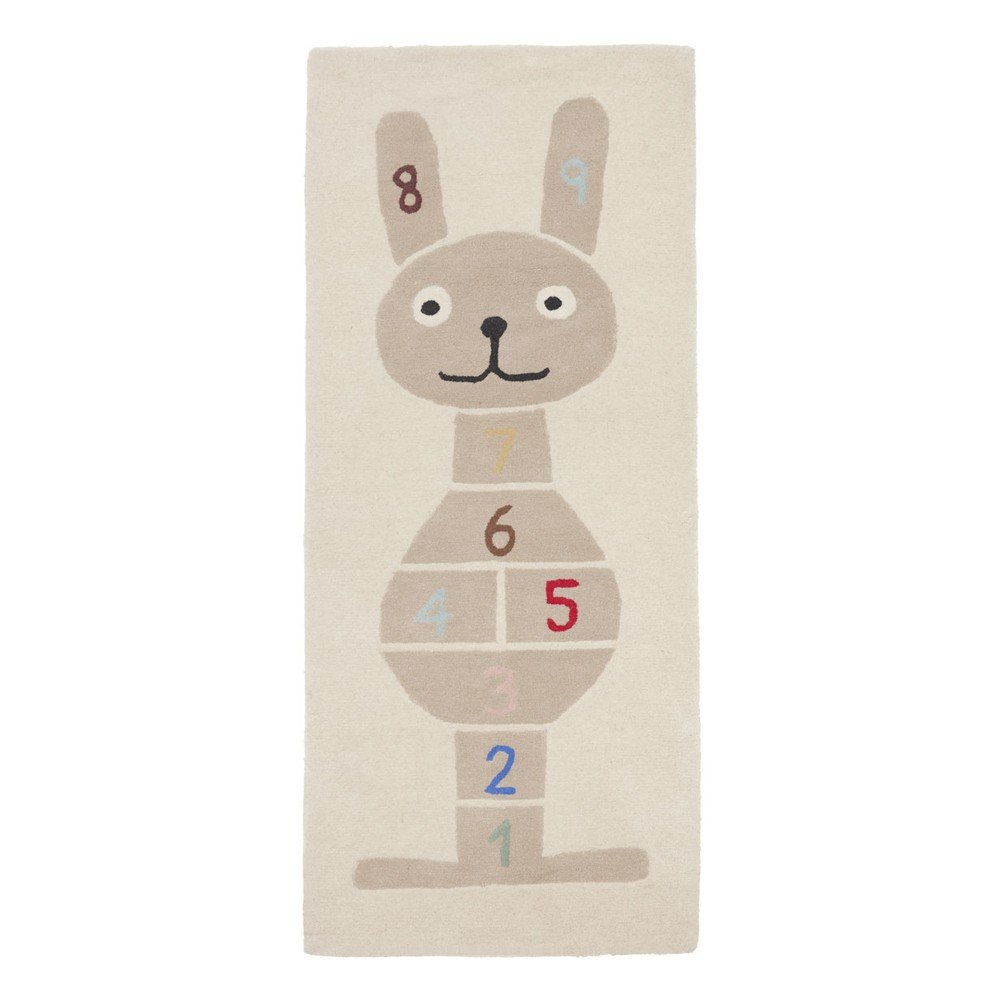 Ročno tkana otroška igralna preproga iz mešanice volne 75x180 cm Rabbit Hopscotch