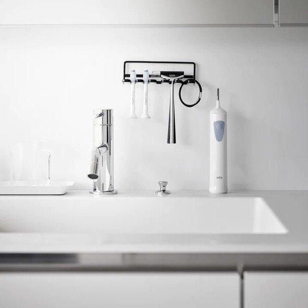 Črno kovinsko držalo za zobne ščetke z namestitvijo brez vrtanja Film Hook – YAMAZAKI-image-1