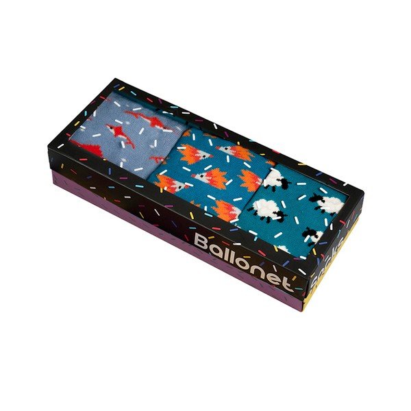 Komplet 3 parov nogavic v darilni škatli Ballonet Novelty Animal, velikost 36-40-image-1