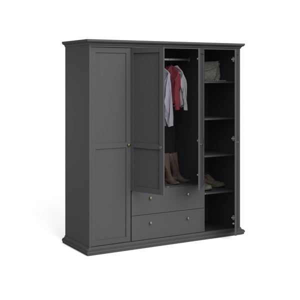 Siva garderobna omara 181x201 cm Paris – Tvilum-image-3