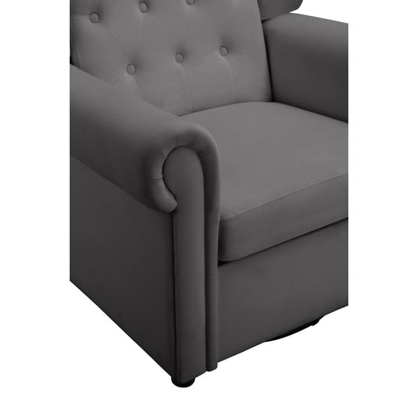 Siv žameten gugalni chesterfield fotelj Lillyse – Støraa-image-1