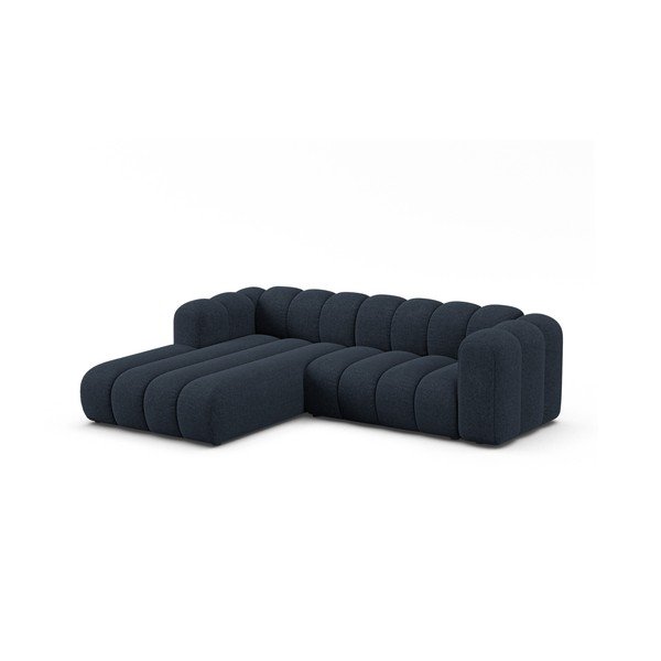 Temno modra kotna sedežna garnitura iz šenilje (levi kot/z ležalnikom) Lupine – Micadoni -image-1