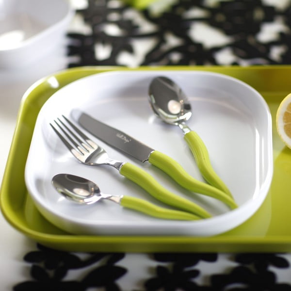 Komplet 24 belih jedilnih pripomočkov s stojalom Vialli Design Ama-image-1