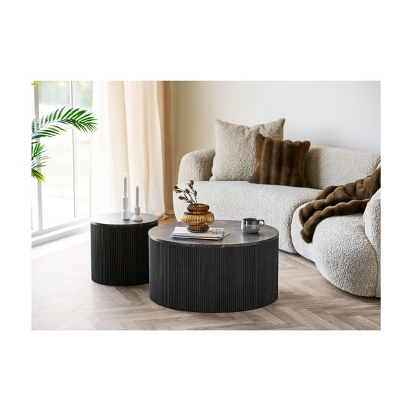 Okrogla stranska mizica z mizno ploščo v marmornem dekorju ø 45 cm Rota – House Nordic-image-2