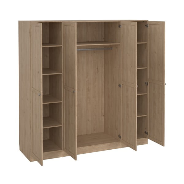 Garderobna omara v hrastovem dekorju v naravni barvi 195,5x200 cm Billund – Tvilum-image-4