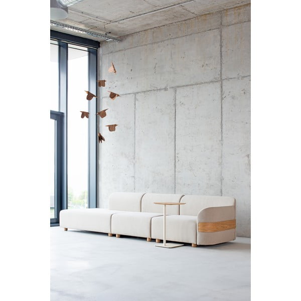 Svetlo siv kavč modul (osrednji del) iz mešanice volne in lanu Hugg - Gazzda-image-1