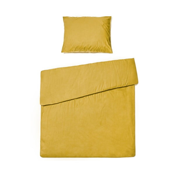 Gorčično rumena bombažna posteljnina Bonami Selection, 140 x 200 cm