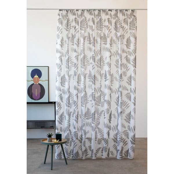 Bela/siva prosojna zavesa 300x260 cm Feriga – Mendola Fabrics
