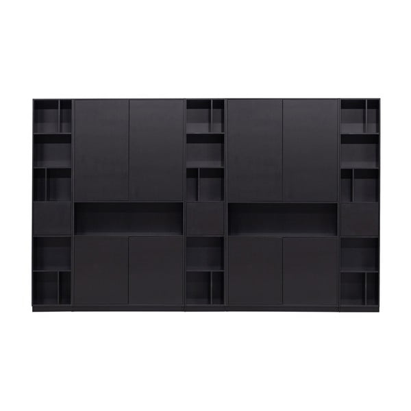 Črna modularna knjižna polica iz masivnega bora 340x210 cm Finca – WOOOD