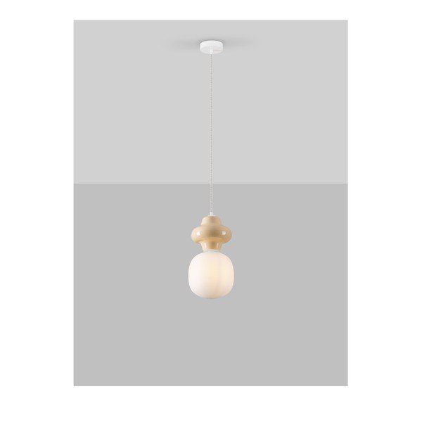 Bela/kremno bela keramična viseča svetilka s steklenim senčilom ø 18 cm Clio – Nova Luce-image-4